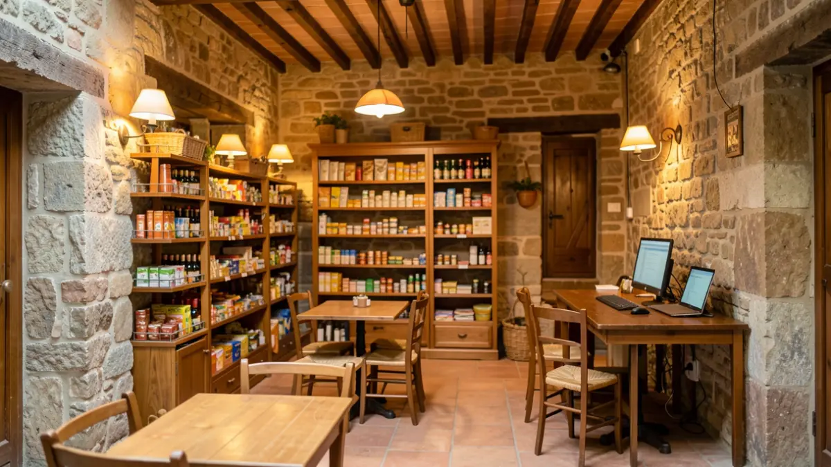 Imagen genérica de un comercio multiservicio en un pueblo rural catalán.