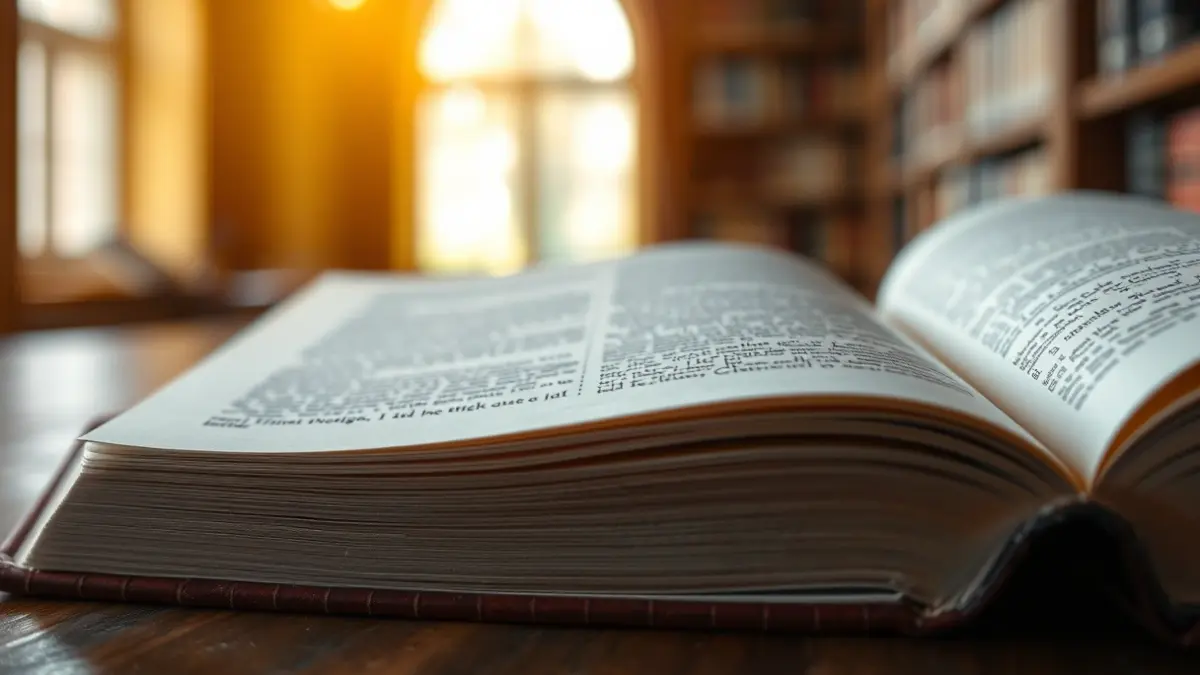 Generic image of an open book in a library, symbolizing reading and reflection.