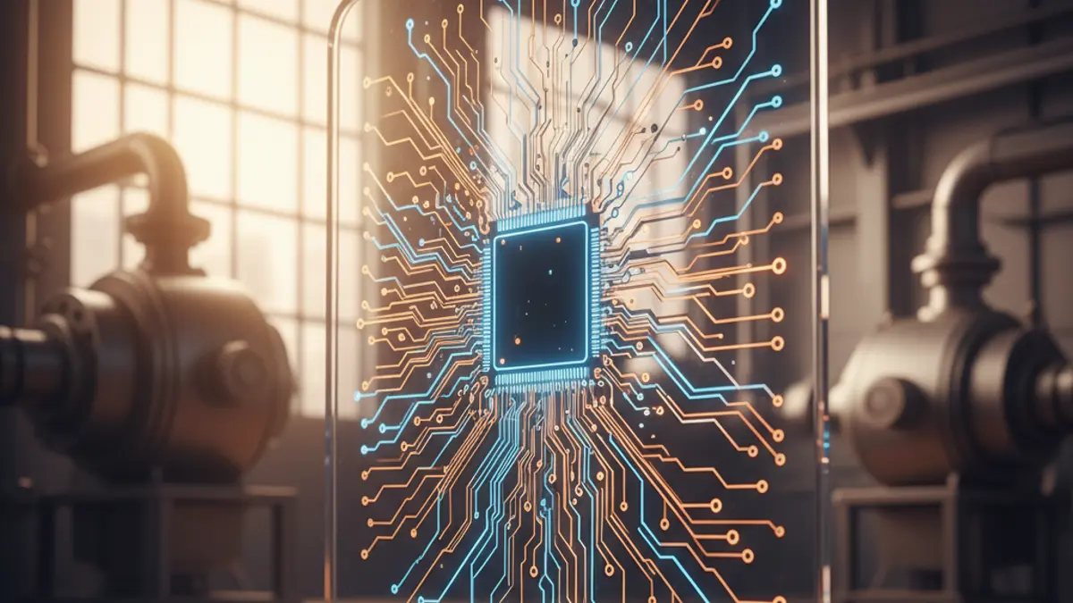 Imatge genèrica de tecnologia avançada i ciberseguretat en un entorn industrial.