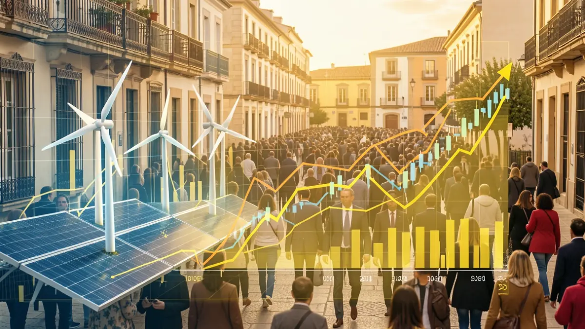 Imatge genèrica de gràfics econòmics amb elements d'energies renovables.