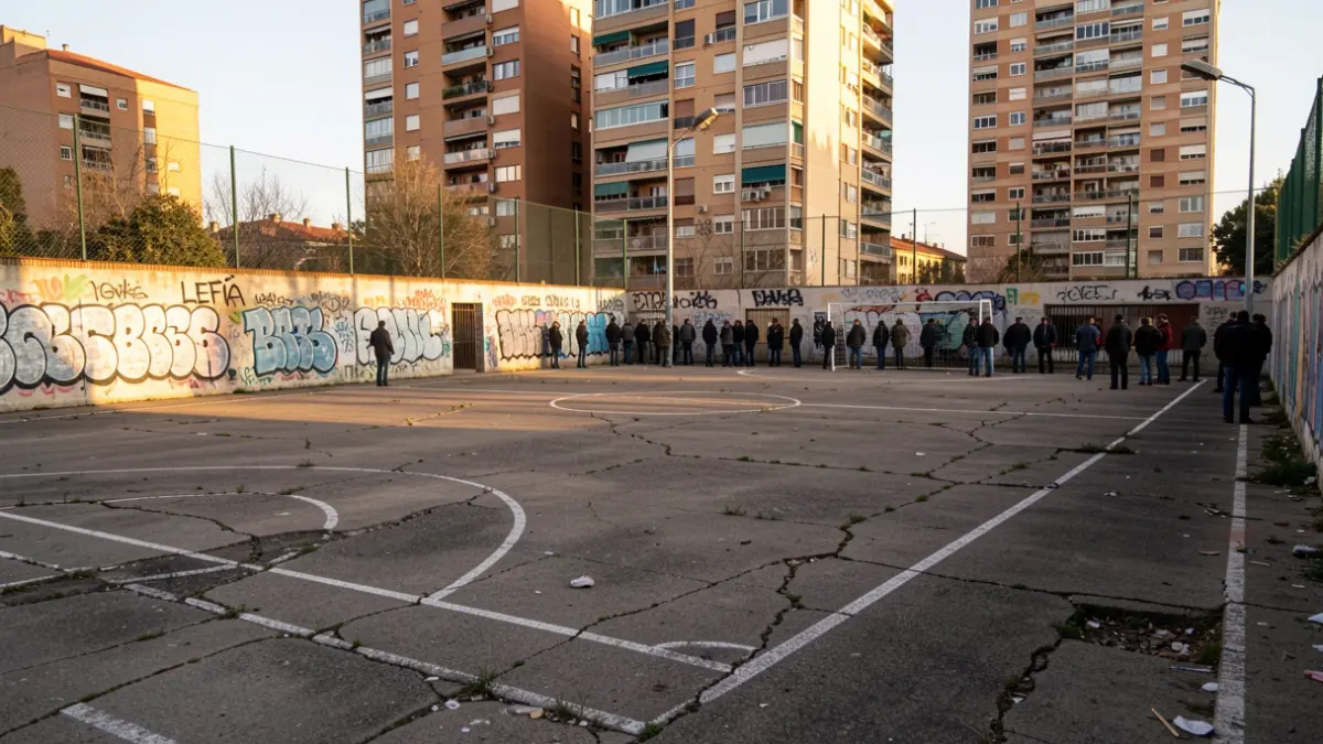 Generic image of a run-down neighborhood football pitch in Llefià, Badalona.