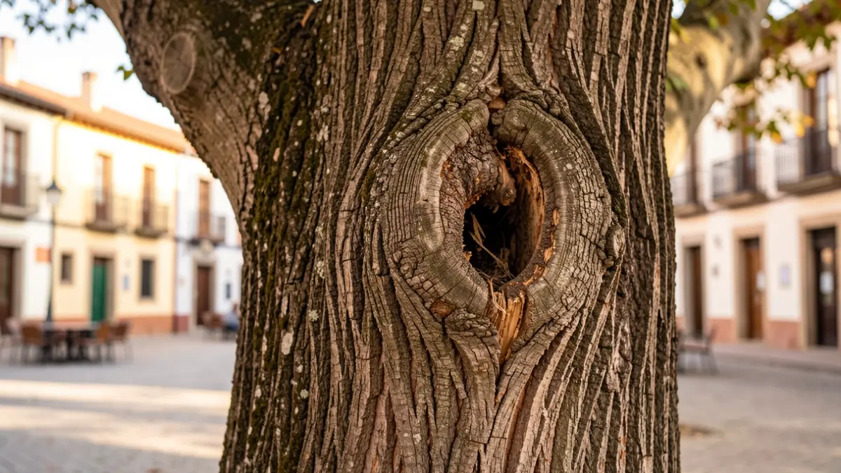 Imatge genèrica del tronc d'un arbre antic amb signes de malaltia.