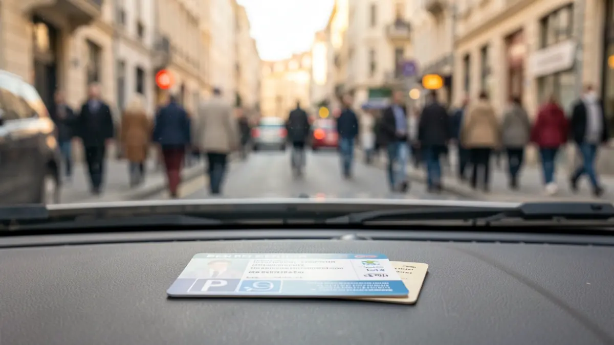 Imatge genèrica d'una targeta d'aparcament per a persones amb mobilitat reduïda.