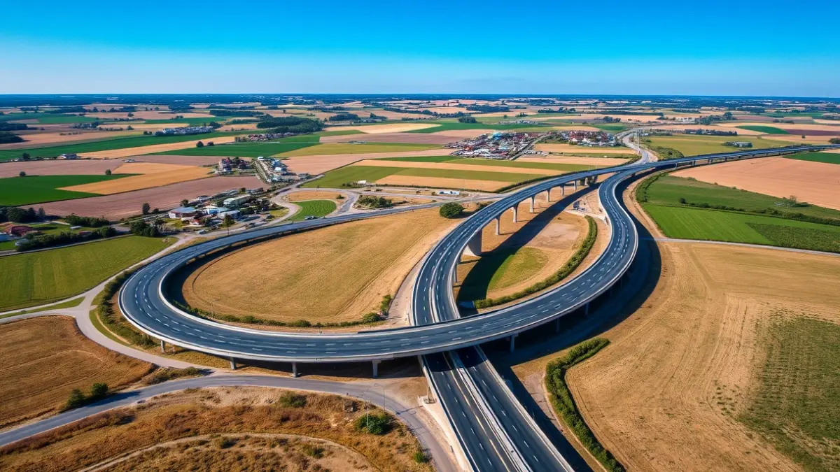 Imagen genérica de una variante o carretera de circunvalación en un entorno rural.