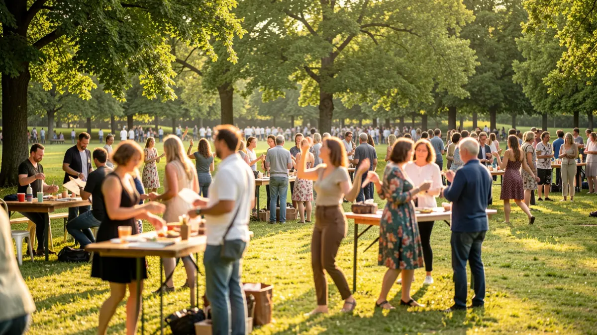Generic image of an outdoor popular festival with people participating in activities.