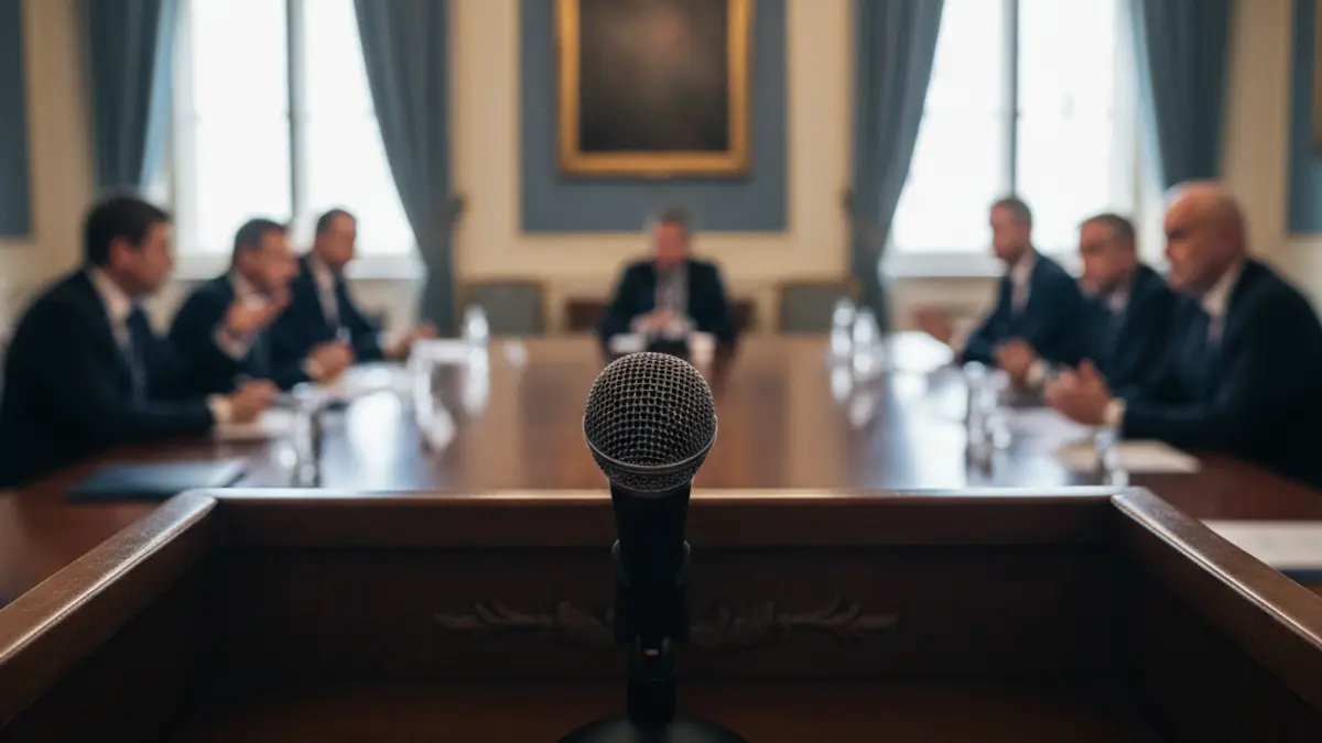 Imagen genérica de un micrófono en un atril, simbolizando una reunión o debate.