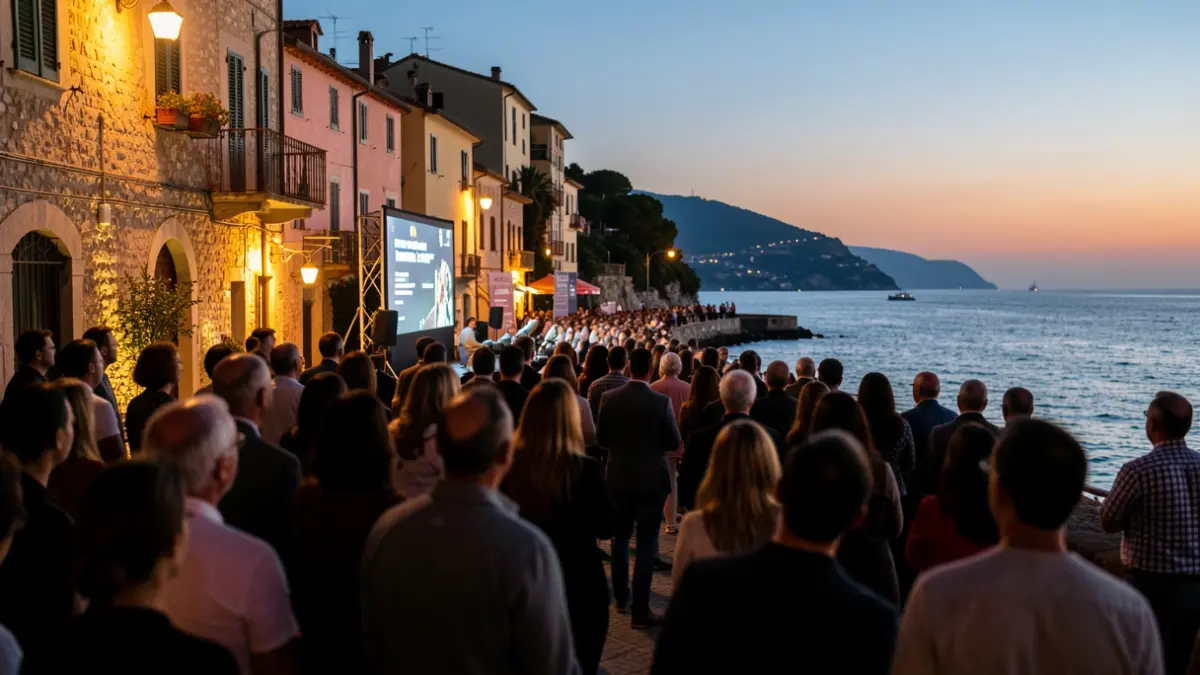 Imatge genèrica d'un festival de cinema a l'aire lliure al capvespre.