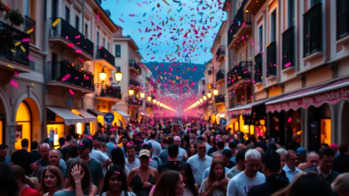 Imatge genèrica d'un festival de carrer amb gent i confeti.