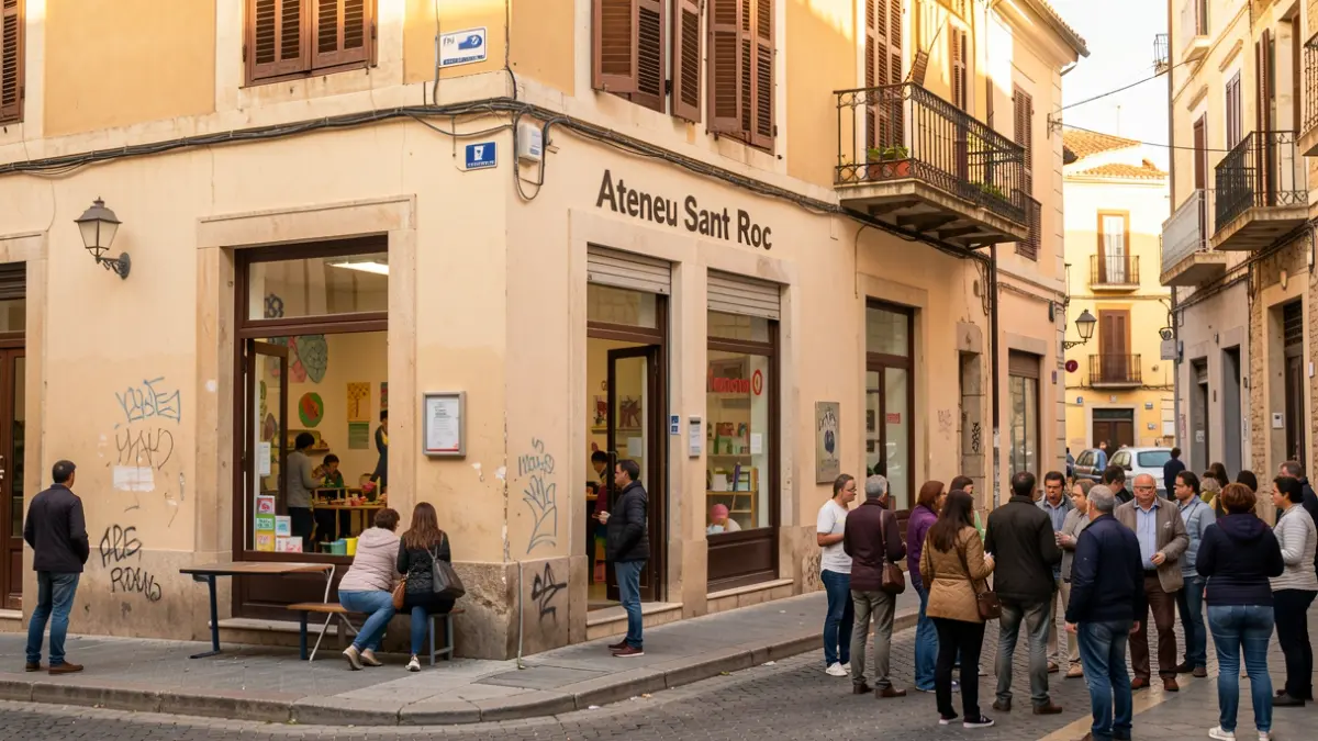 Fachada del Ateneu Sant Roc en Badalona.