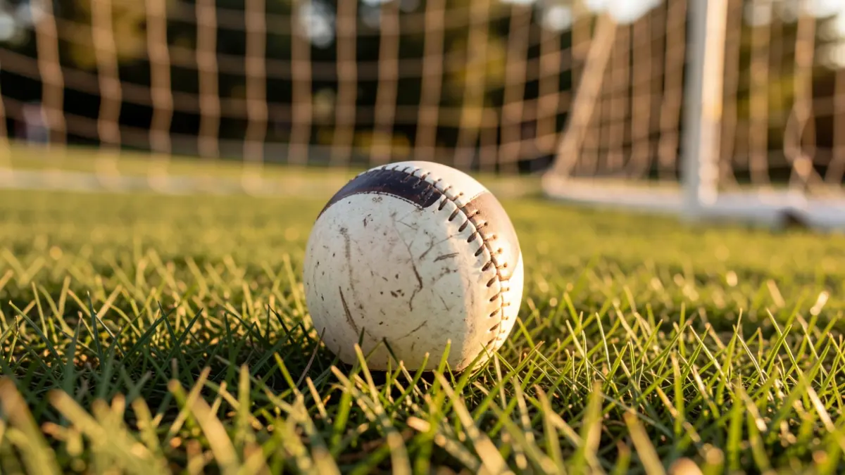 Generic image of a hockey ball on grass.