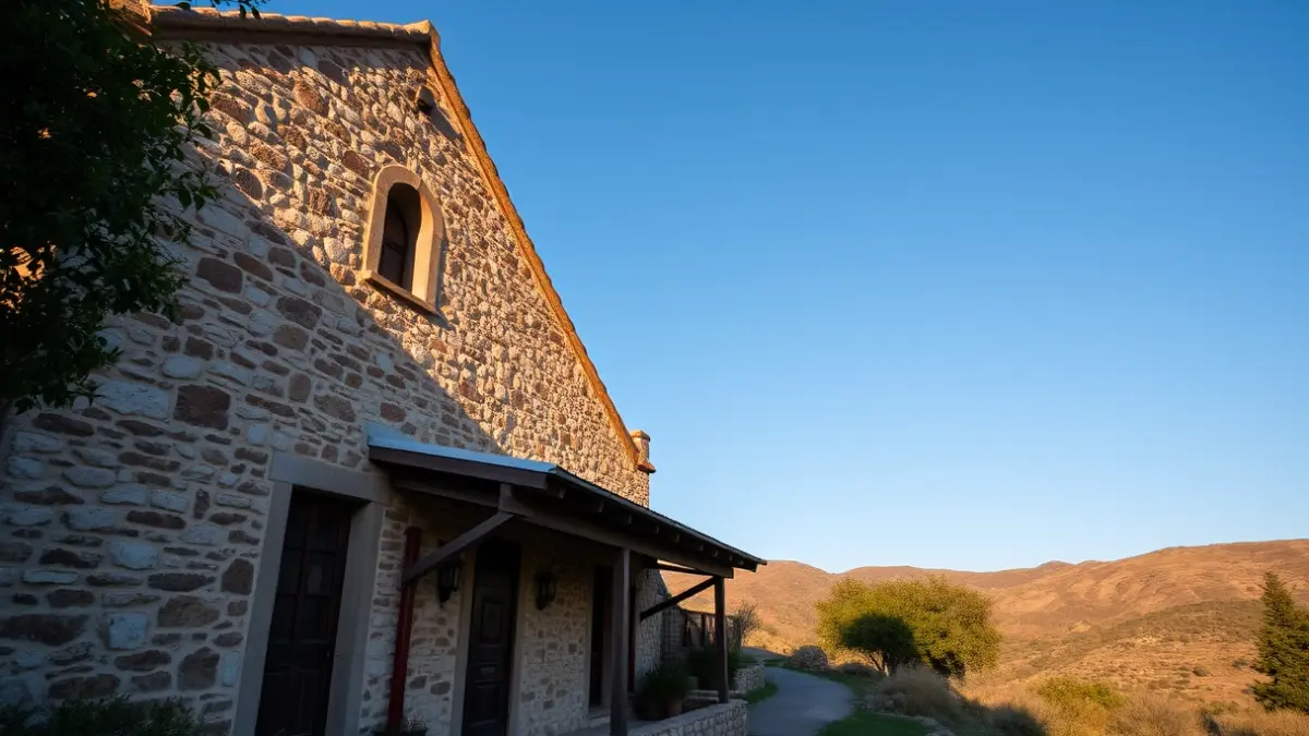 Façana restaurada de l'ermita de Sant Jeroni a Móra d'Ebre sota un cel blau.