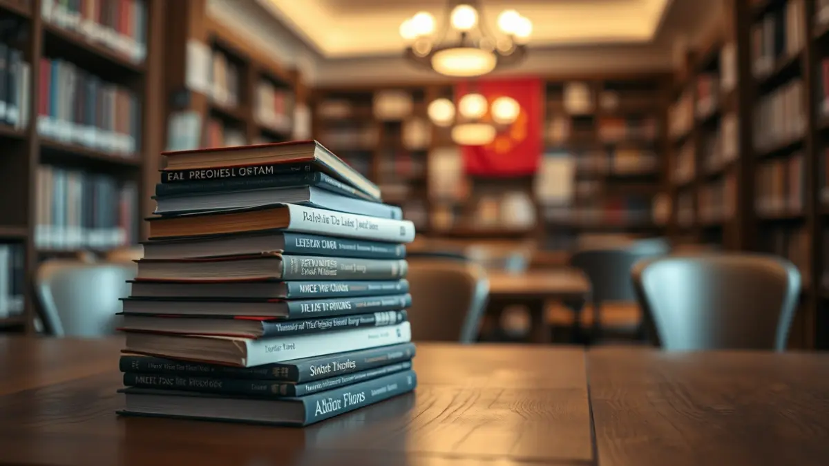 Imagen genérica de una pila de libros en una biblioteca, simbolizando la huelga de bibliotecas.