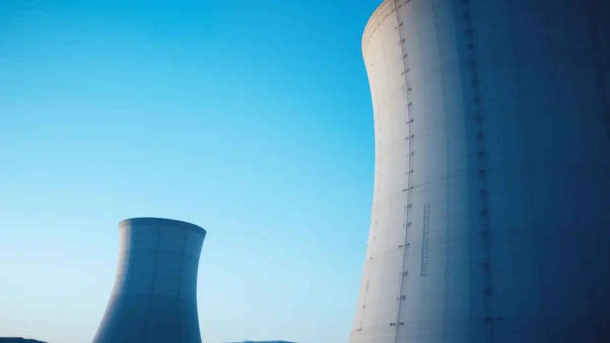 Imagen de una central nuclear con sus torres de refrigeración.