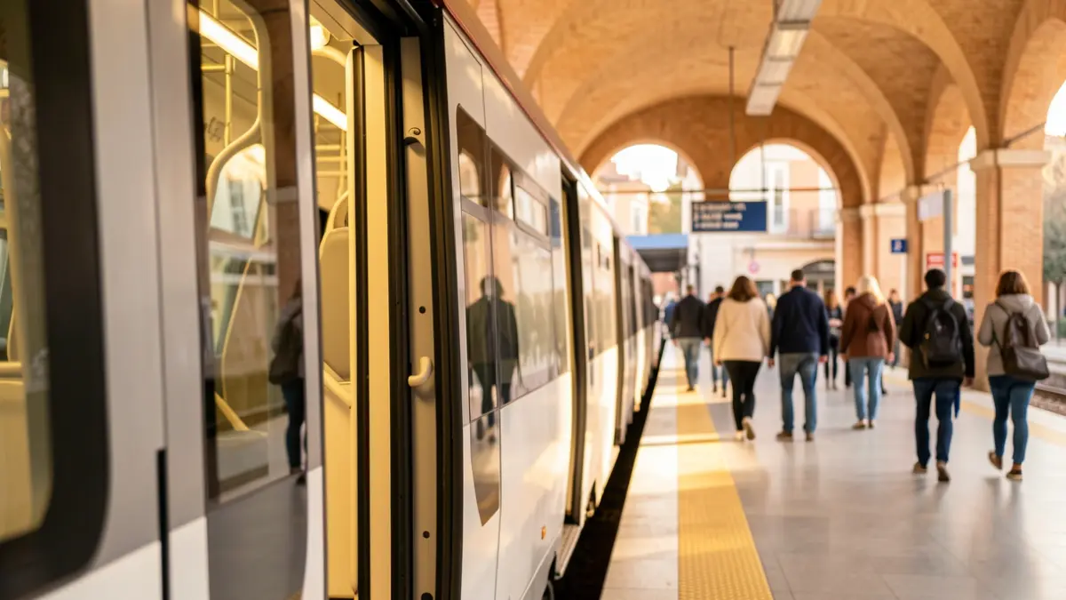 Imagen genérica de una estación de tren de FGC en Sabadell con la puerta abierta.