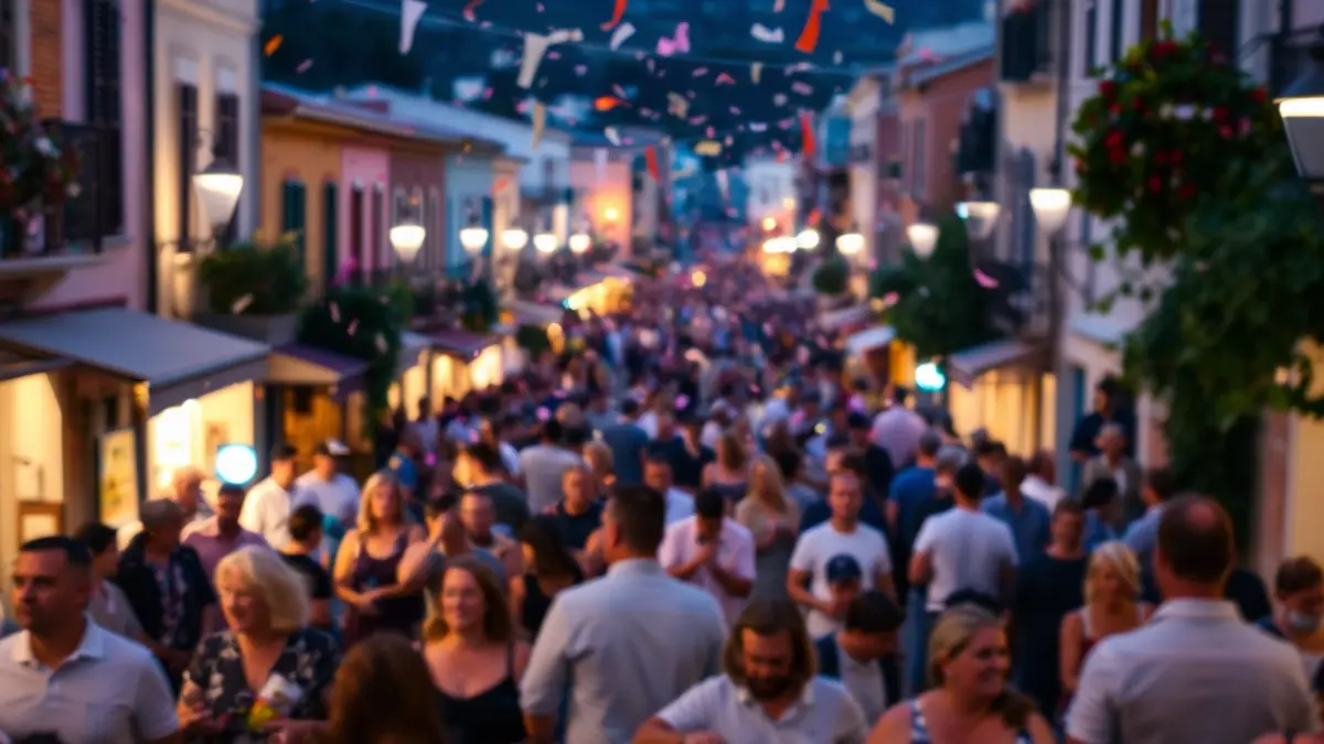 Imatge genèrica d'una festa major amb gent gaudint i confeti a l'aire.