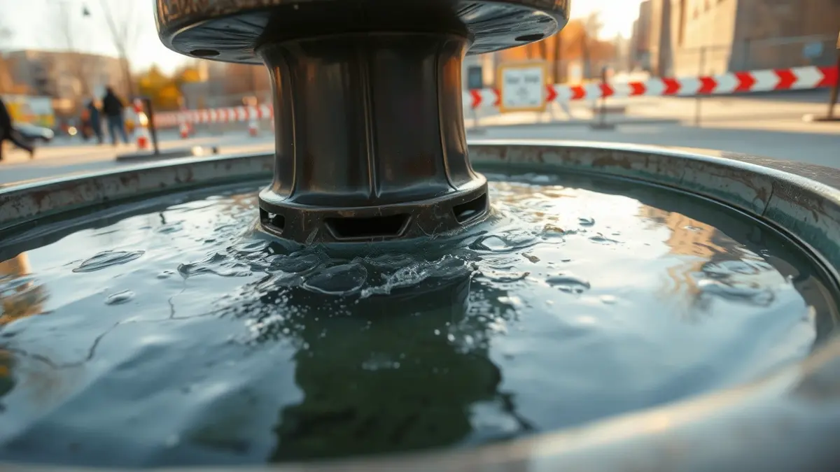 Imatge de les fonts de la plaça Catalunya de Barcelona buides per obres d'impermeabilització.