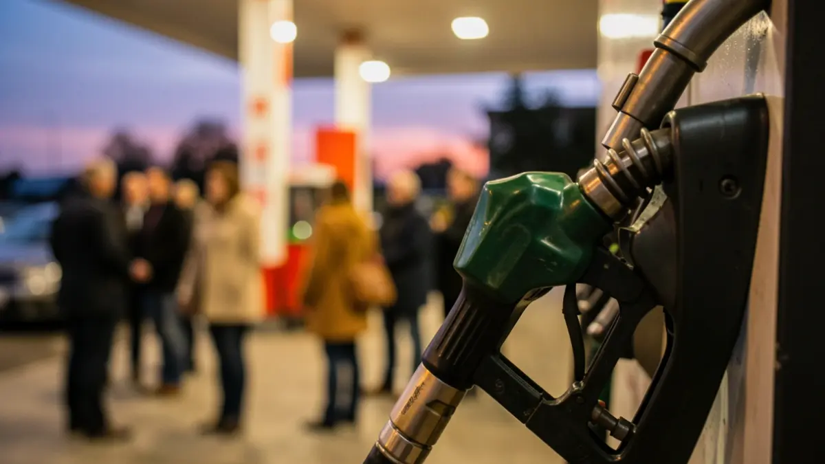 Imagen genérica de una pistola de gasolinera al atardecer.