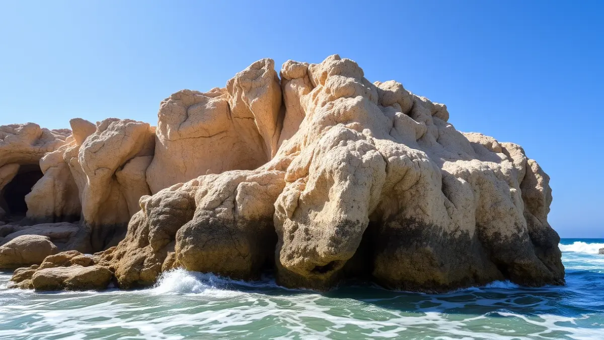 Unique rock formation on the coast of L'Escala, shaped by the action of the sea and wind.