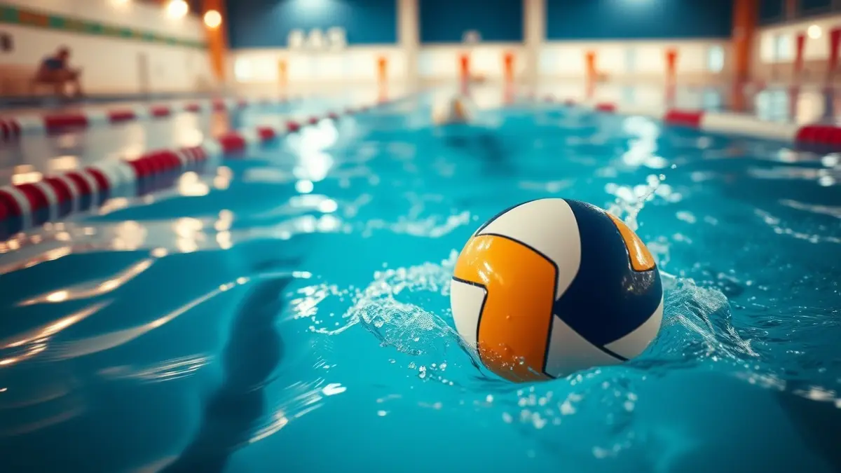 Imagen genérica de un balón de waterpolo en la piscina.