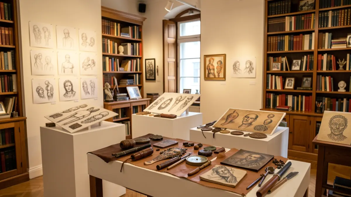 Imagen genérica de una exposición de arte en una biblioteca.