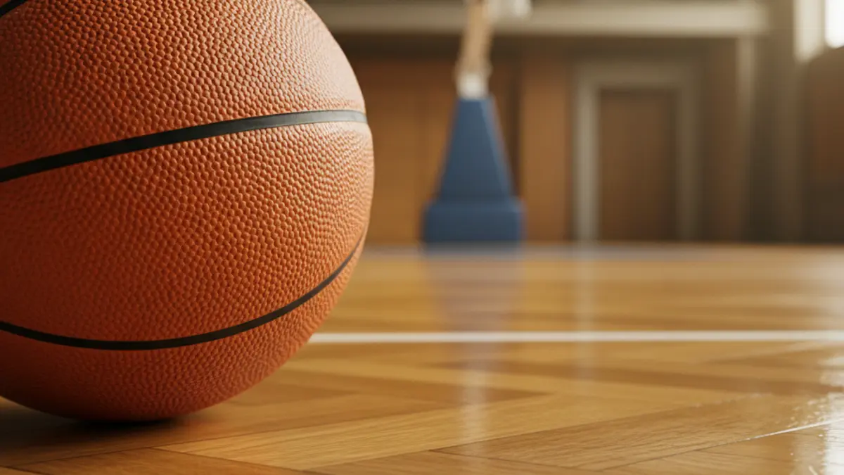 Generic image of a basketball on a court.