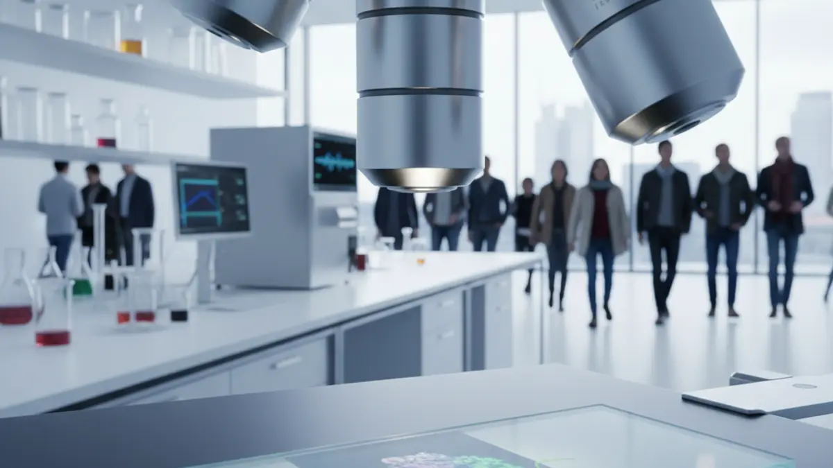 Generic image of a microscope in a laboratory, symbolizing medical research.
