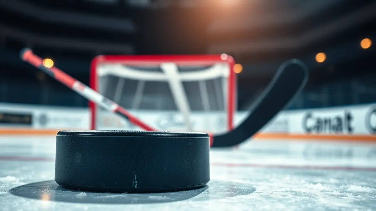 Generic image of a roller hockey puck on a rink.