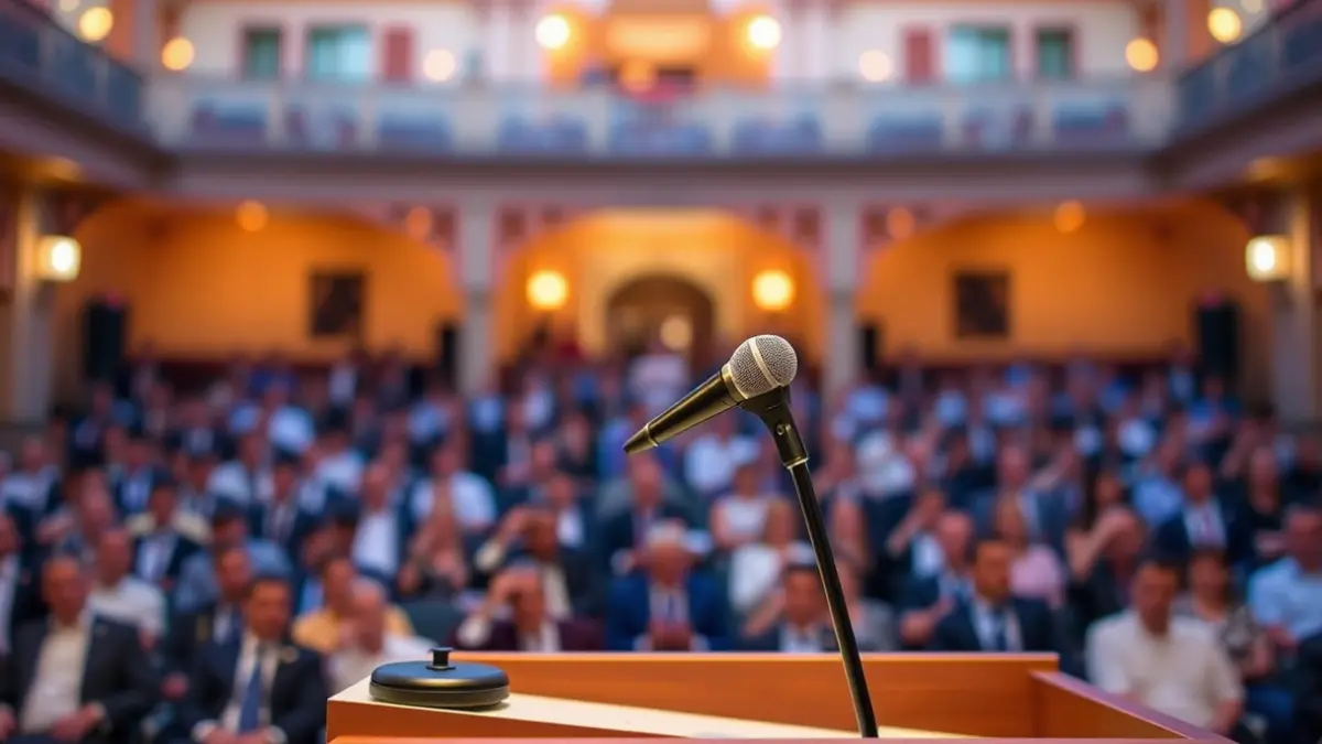 Generic image of a microphone on a podium, symbolizing an awards ceremony.