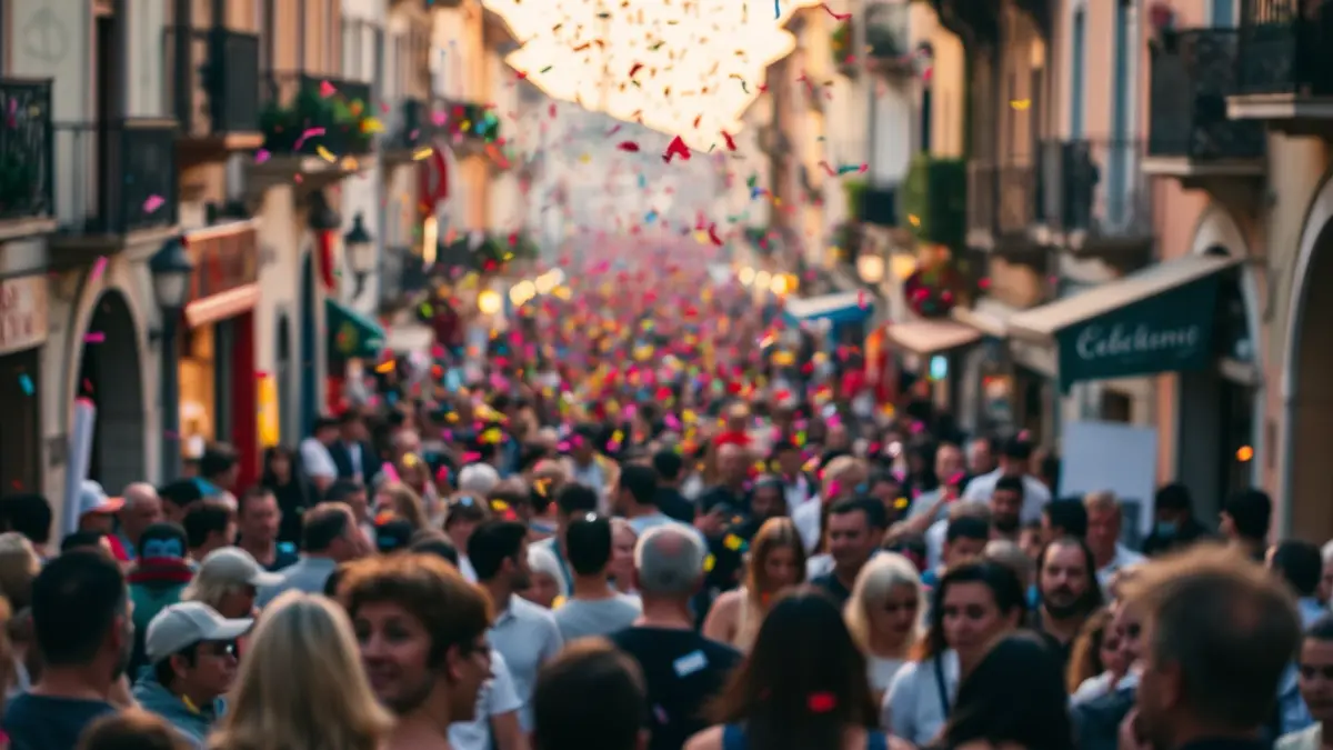 Imatge genèrica d'una festa major amb gent i confeti.
