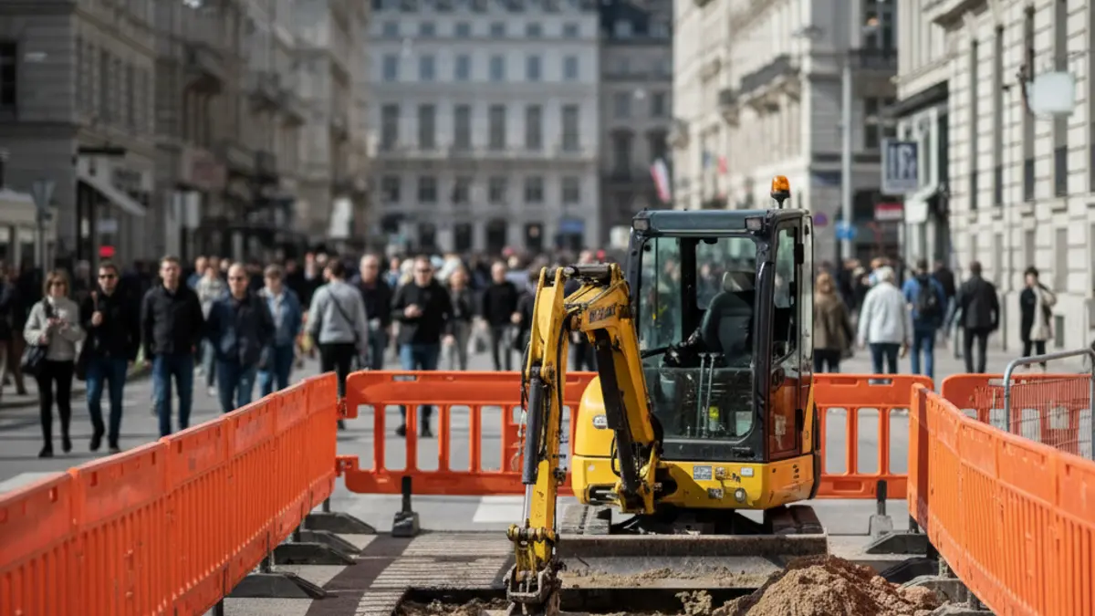 Imagen genérica de obras de remodelación de aceras en una calle urbana.