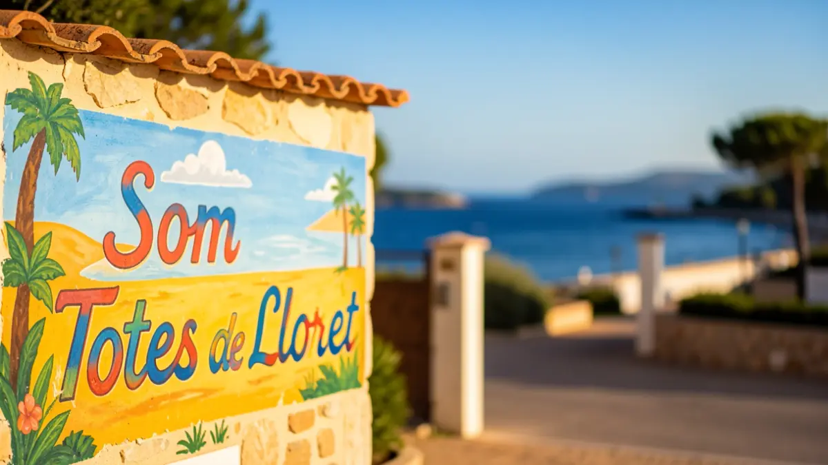 Mural amb el lema 'Som Totes de Lloret' a Lloret de Mar.