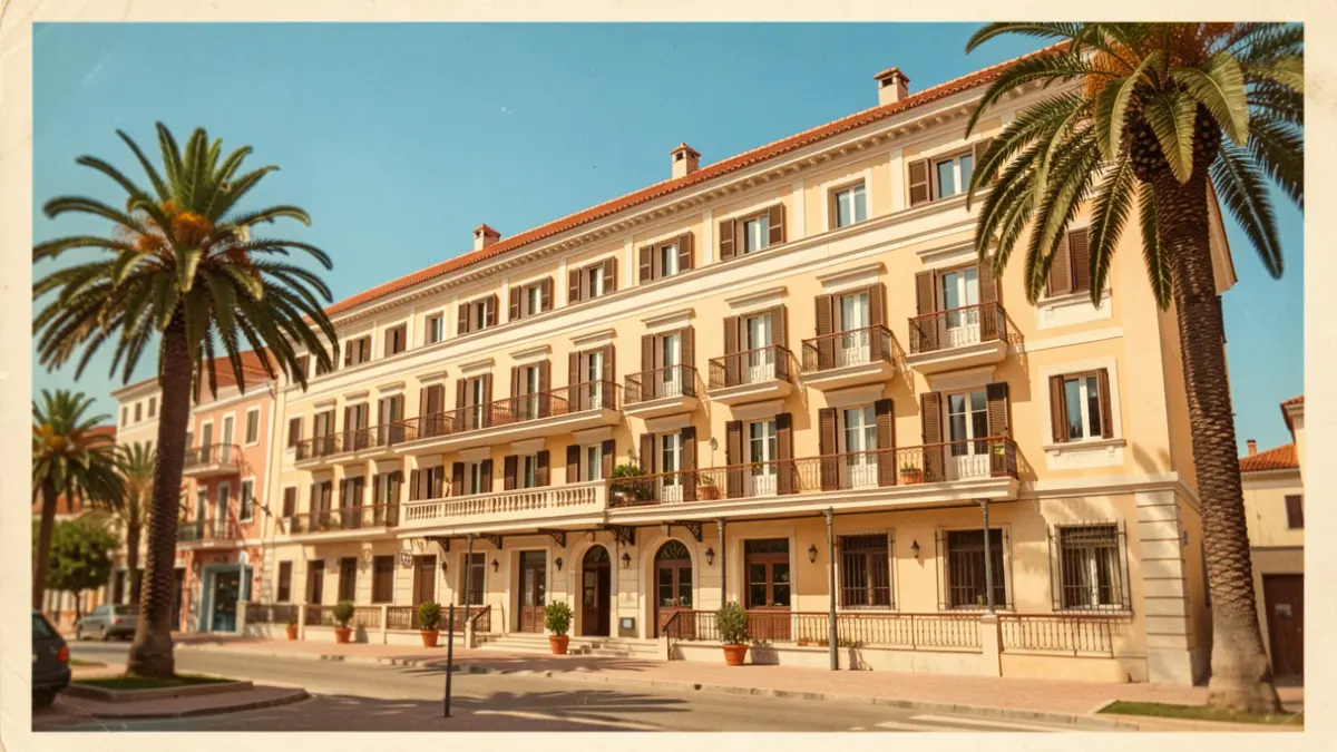 Imatge d'una postal antiga d'un hotel de Lloret de Mar.