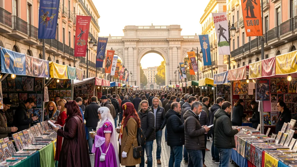 Generic image of a pop culture event in Barcelona with people in costume.