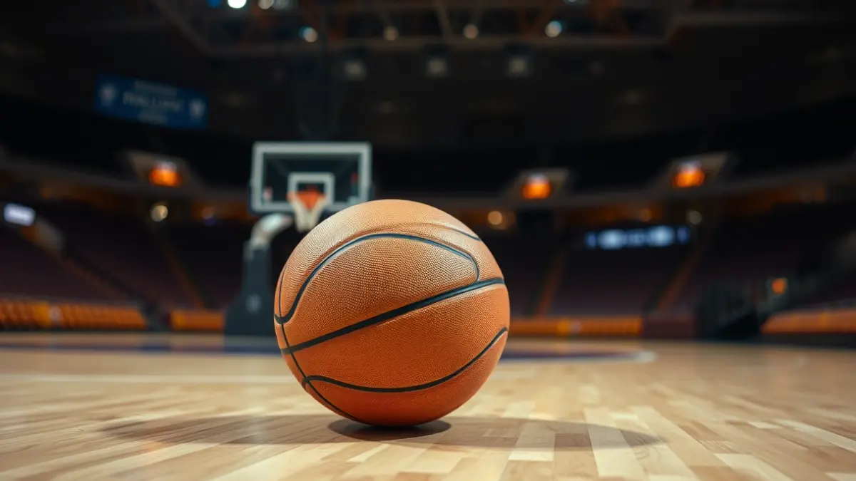 Imagen genérica de un balón de baloncesto en una cancha.