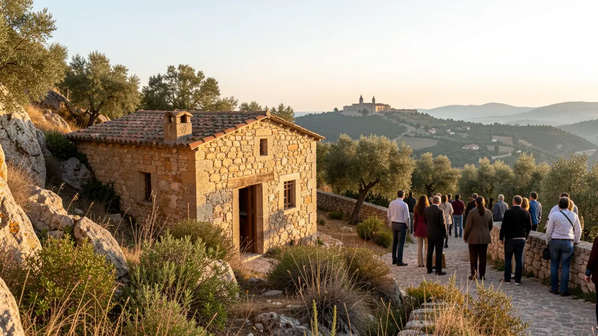 Generic image of a Catalan hermitage with a monastery in the background.