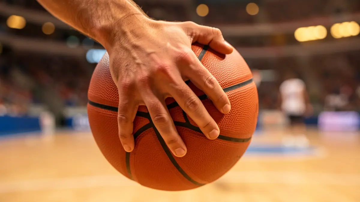 Imagen genérica de una mano sujetando un balón de baloncesto.