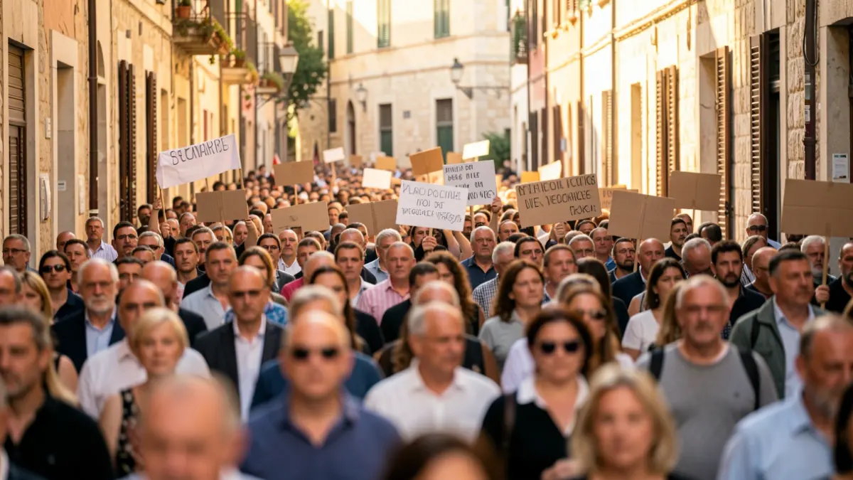 Teachers' protest through the streets of Tarragona.