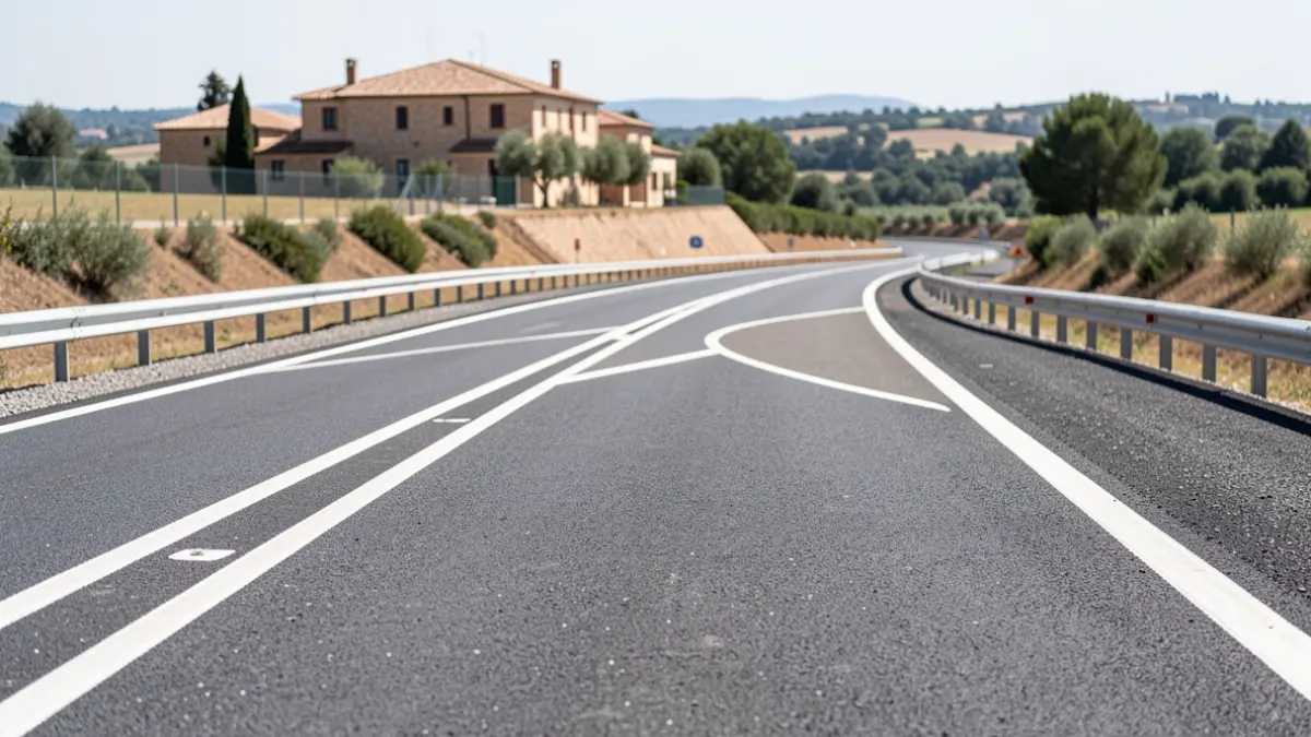 Imagen genérica de obras en una carretera rural en Cataluña.