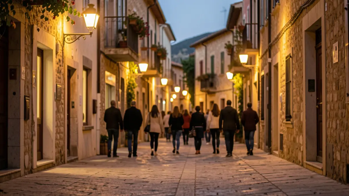 Imagen genérica de alumbrado público urbano al atardecer.