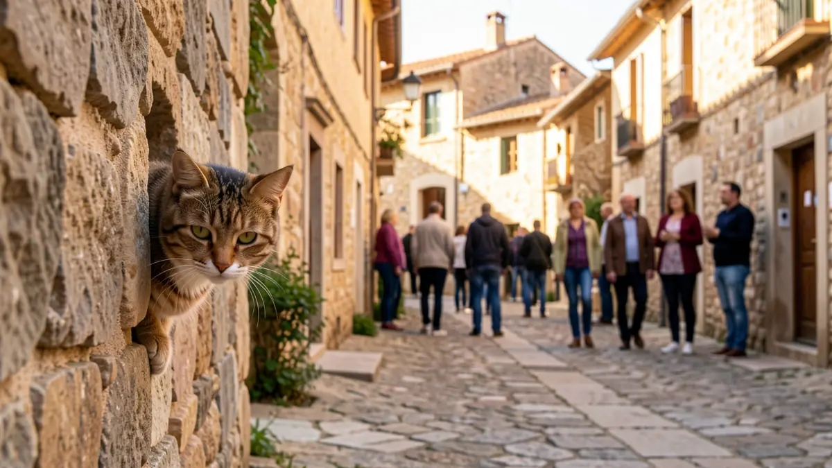 Gato callejero en un entorno urbano de Cataluña.