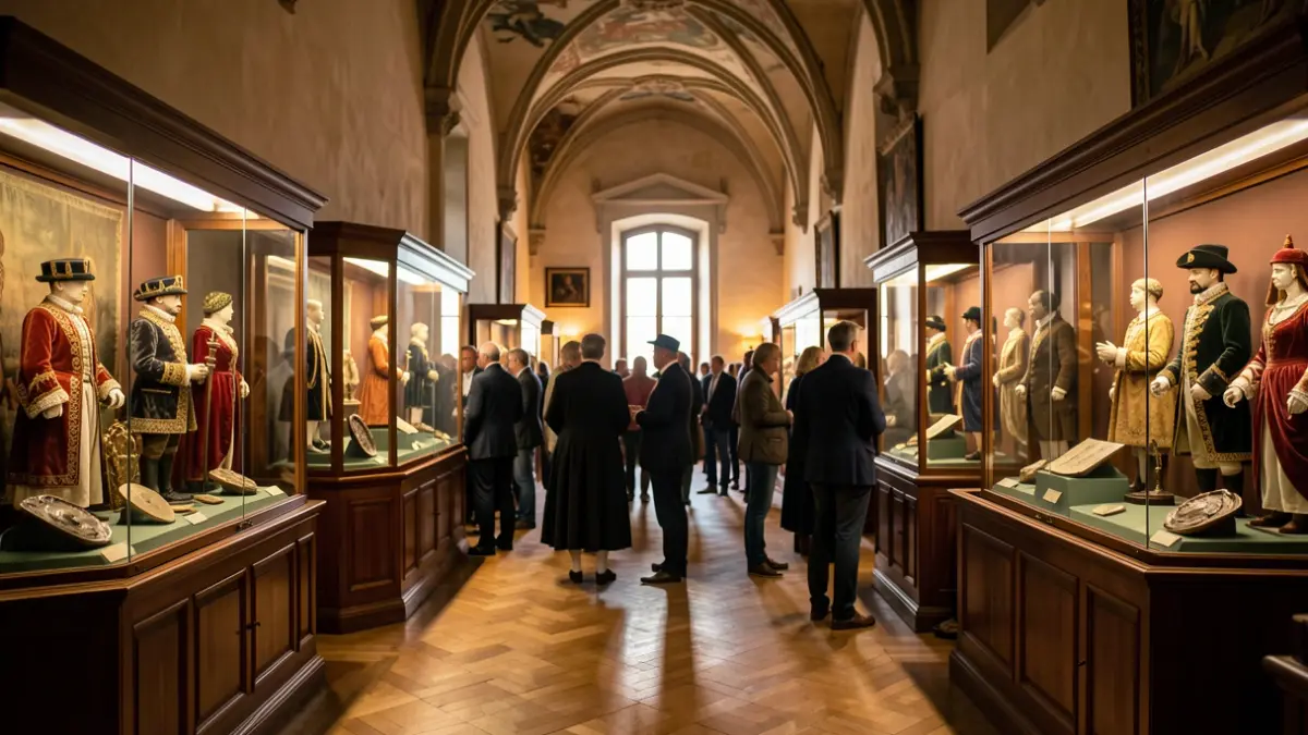 Interior d'un museu històric a Montblanc amb exposició sobre la família Làscaris.