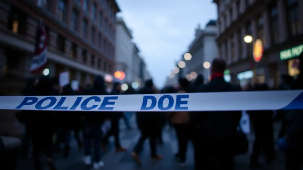 Imatge genèrica de cinta policial en un context urbà, amb figures borroses al fons.