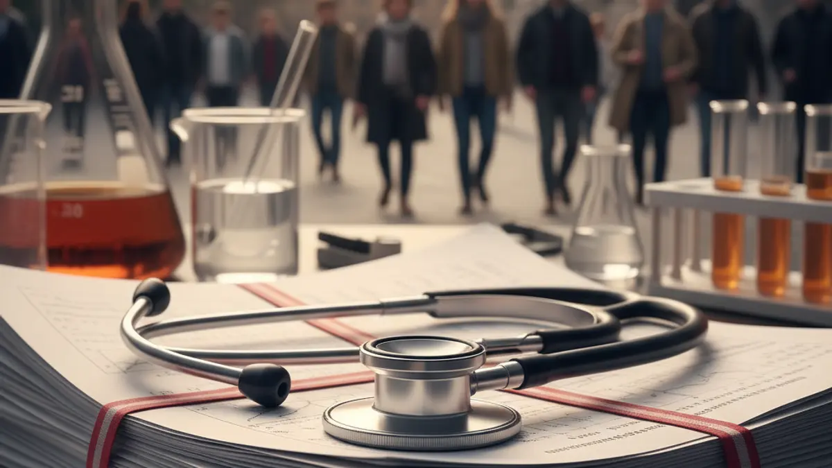 Generic image of a stethoscope on medical research papers.