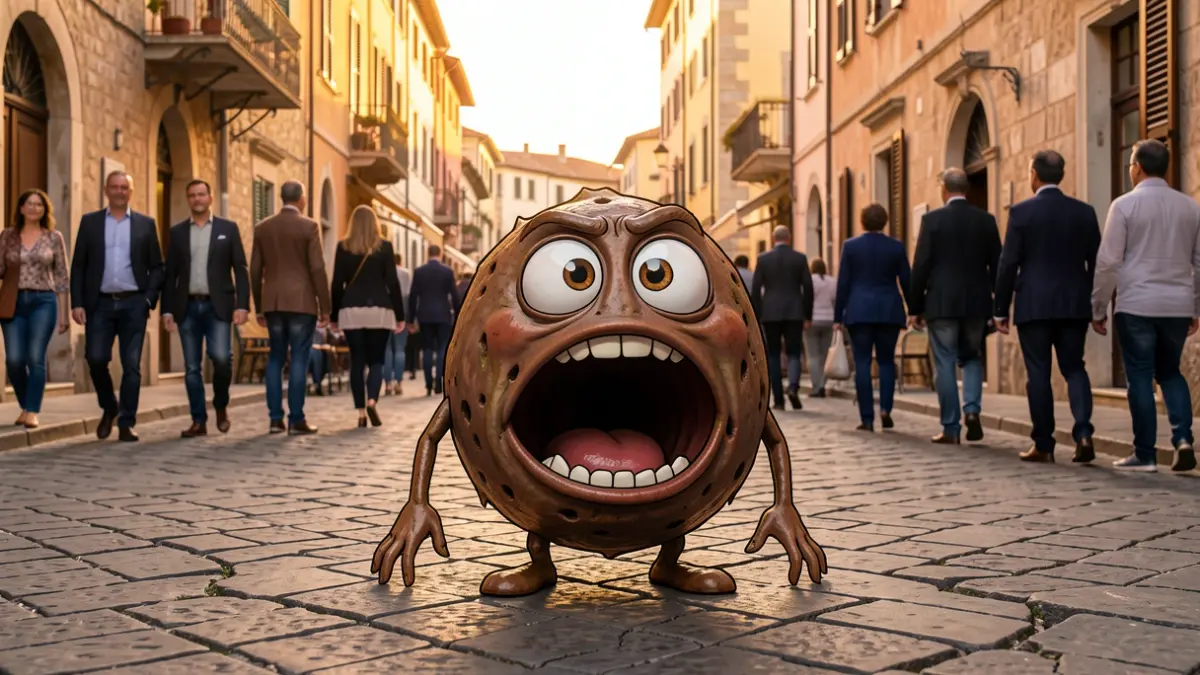 Personatge de dibuix animat 'Sot' representant un esvoranc a Terrassa.