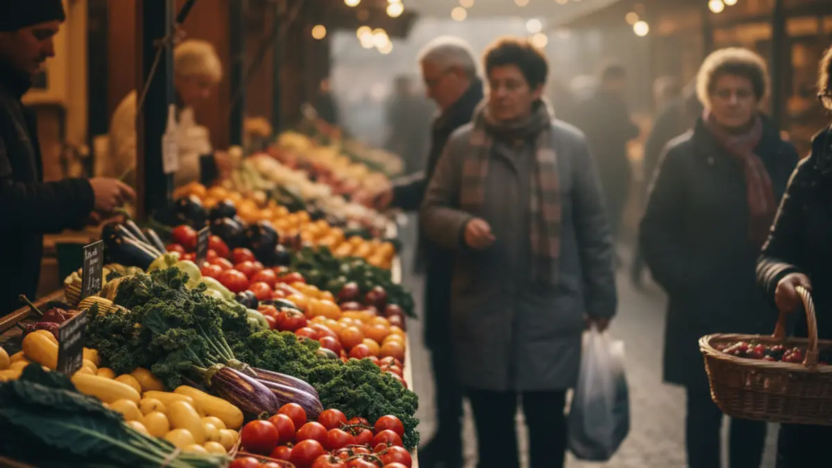 Generic image of a municipal market with fresh produce.