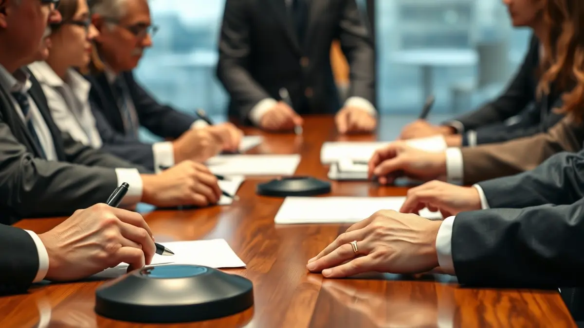 Generic image of a work meeting or agreement signing.