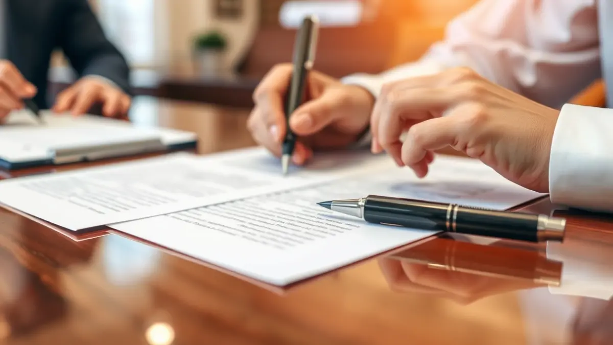 Generic image of hands signing an official document