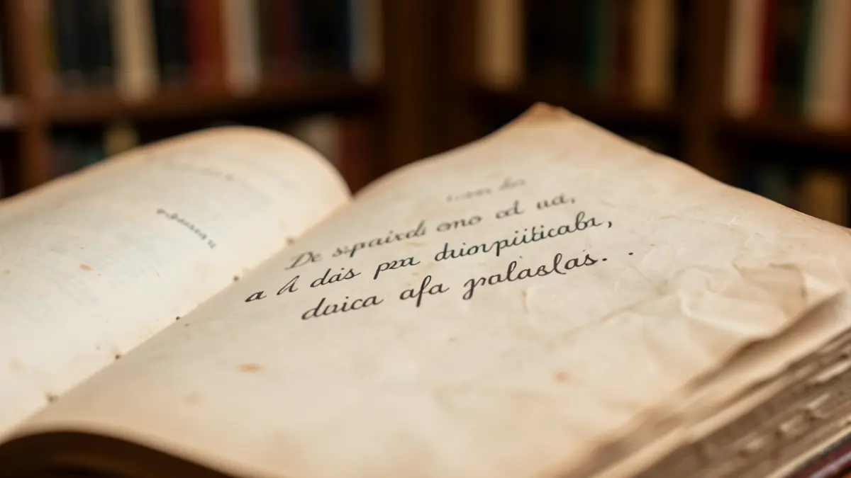 Imagen genérica de un libro abierto con una cita escrita a mano.