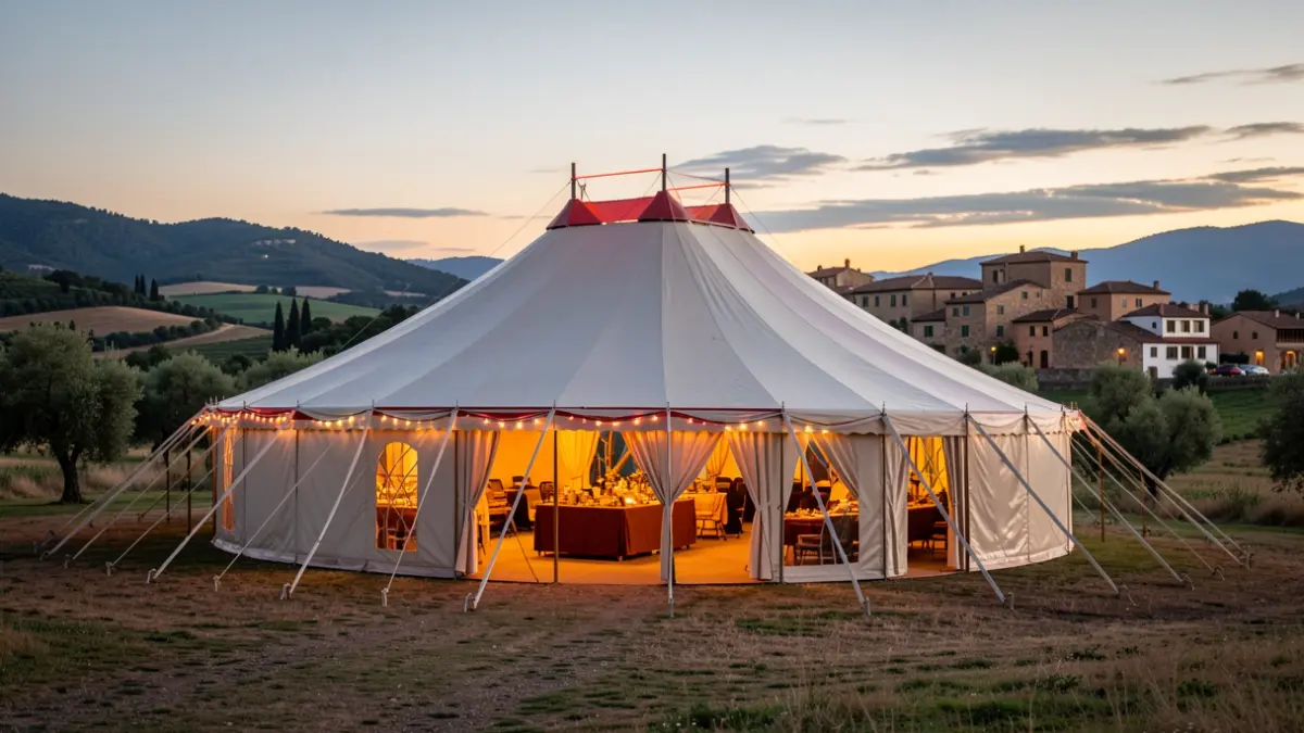 Carpa de circ itinerant del projecte nilak a la Terra Alta.