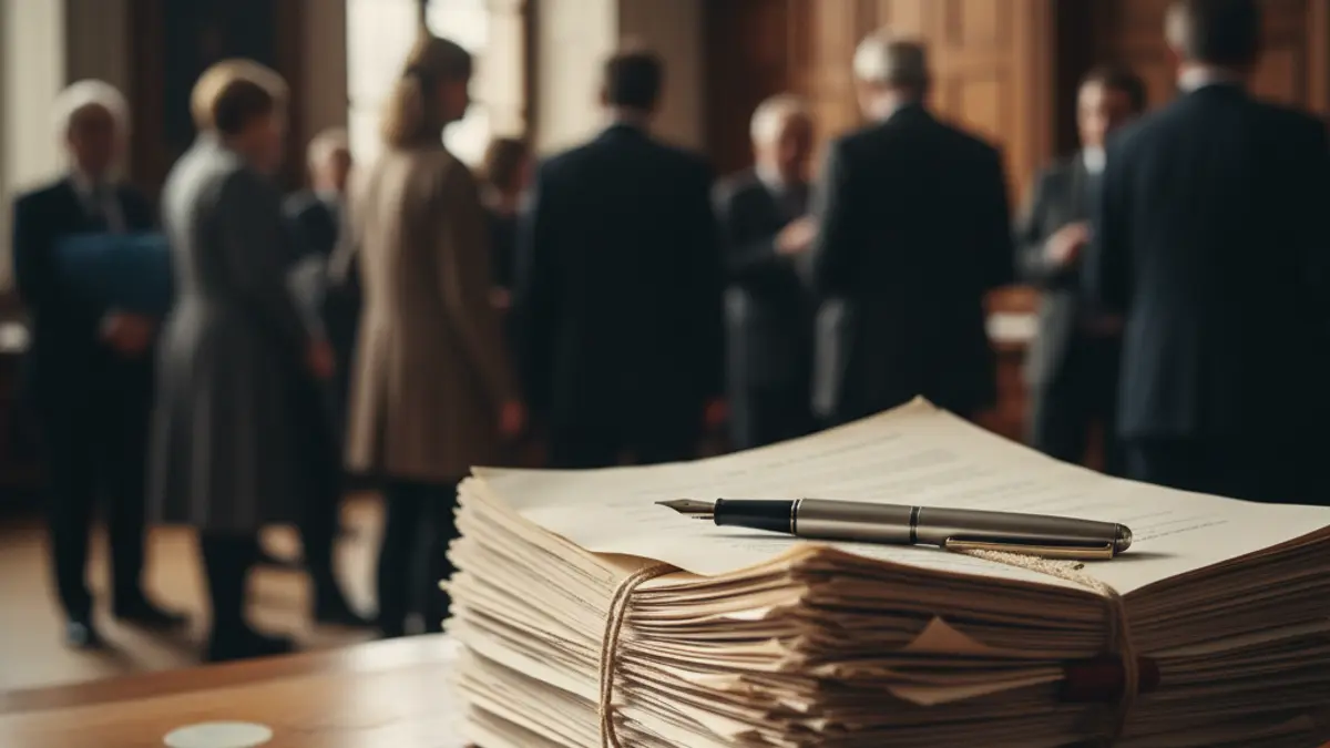 Generic image of official documents and a pen on a wooden table.